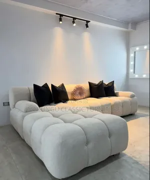 Simple L-Shaped Sofa - White