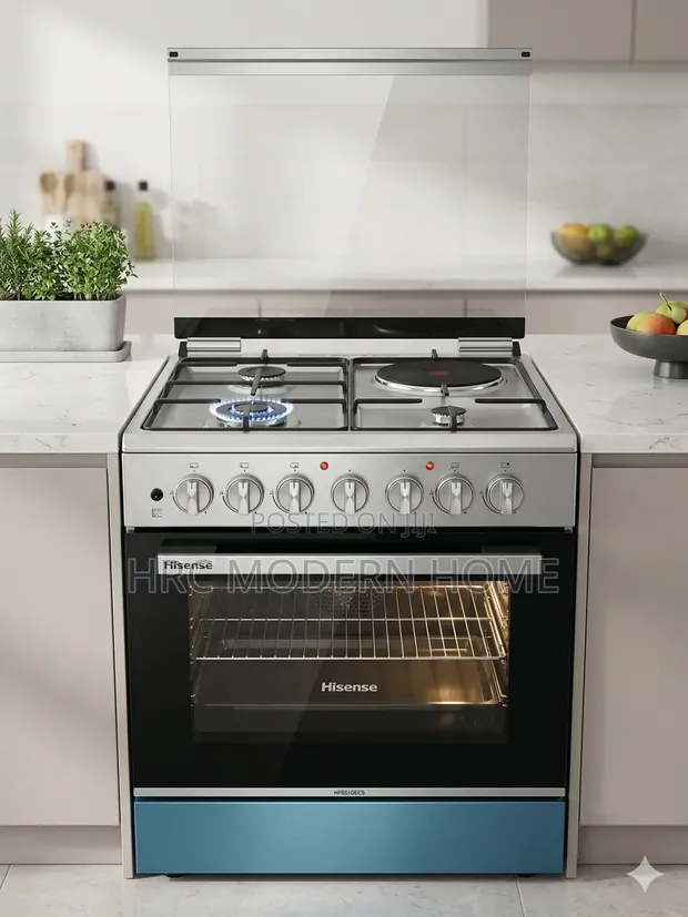 New Hisense 60x60cm Cooker (3 Gas + 1 Electric) with Electric Oven - 1