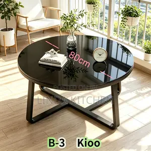Round Glass Table with Stainless Steel Frame (Gold)