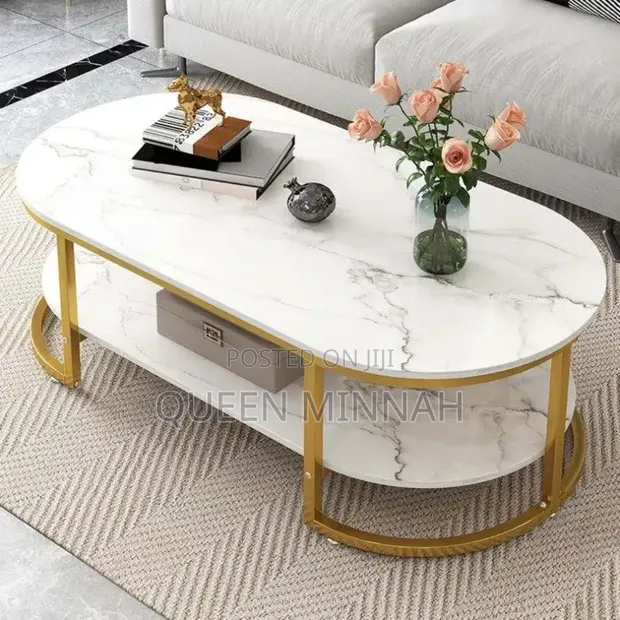 Modern Coffee Table with Metal Legs and MDF Top - 1