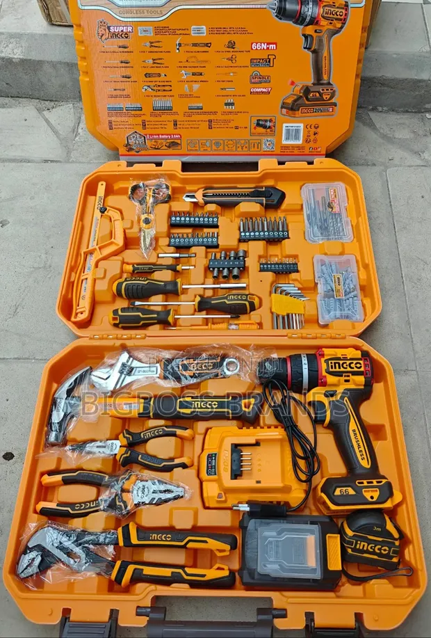 Ingco Cordless Drill Set 166pcs - 1