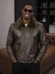 Vintage Leather Jacket with Faux Fur Lining - 2