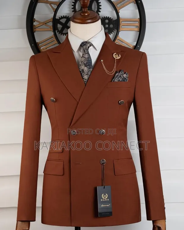 Burnt Brown Double Breasted Suit - 1