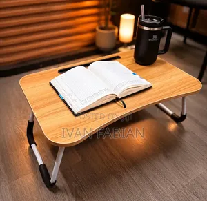 Folding Bed Table with Drawer, Tablet & Cup Holder