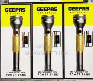 Geepas VIP Series Rechargeable LED Flashlight with Power Bank