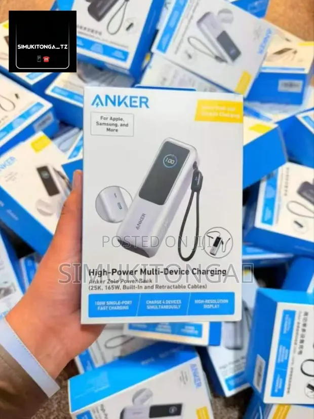 Anker Zolo Power Bank 25000mAh, 165W, Retractable Cables - 1