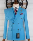 Men's Double-Breasted Suit - Blue - 2