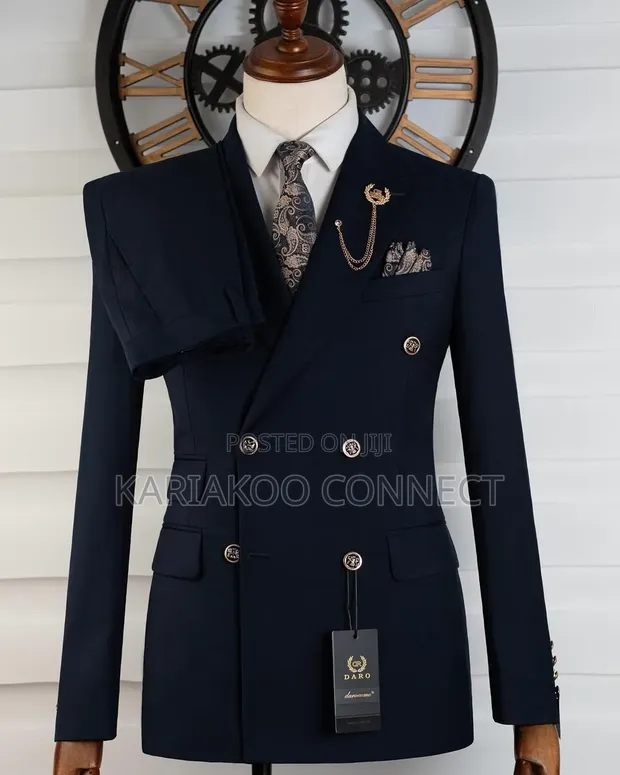 Black Double Breasted Format Suit - 1