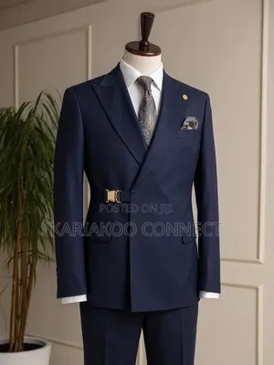 Suti ya Kiume ya Bluu Nyeusi ya Kipekee