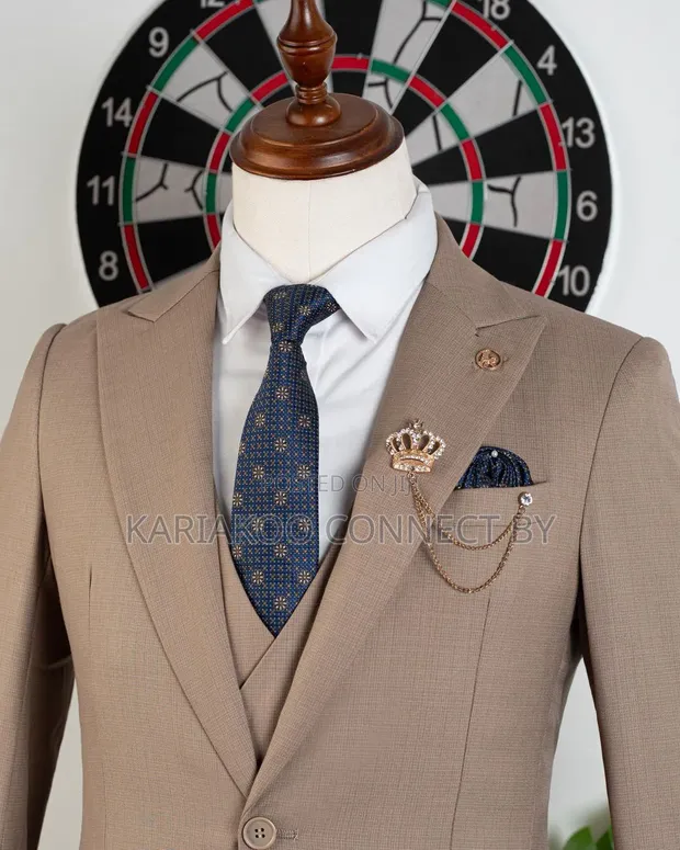 Premium Beige Royal 3-Piece Suit - 1