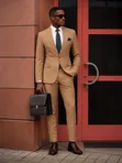 Premium Camel Brown Executive Suit by Carlos Cardini - 4