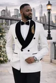 Elite Gentleman Tuxedo Nyeupe na Nyeusi ya Samani ya Kifahari - 1