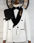 Elite Gentleman Tuxedo Nyeupe na Nyeusi ya Samani ya Kifahari - 3