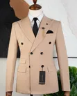 Mario Casas Premium Beige Double-Breasted Suit - 3