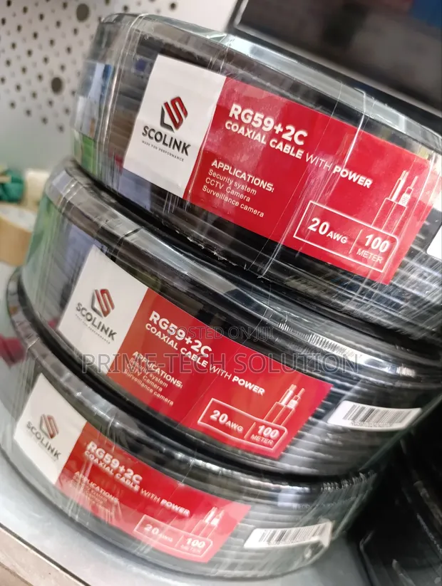 Scolink RG59+2C Coaxial Cable 100m 20AWG for CCTV - 1