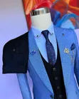 Suti ya Premium Rangi ya Samawati ya Mbingu, 3-Piece, Slim Fit - 1