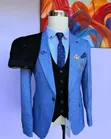 Suti ya Premium Rangi ya Samawati ya Mbingu, 3-Piece, Slim Fit - 3