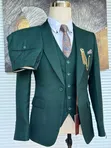 Premium Emerald Green Windowpane 3-Piece Slim Fit Suit - 2