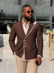 Premium Chocolate Brown Asymmetrical 3-Piece Slim Fit Suit - 3