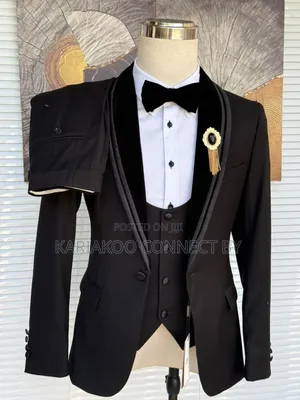 Marshalino Premium Black Velvet Shawl Lapel 3-Piece Tuxedo Suit