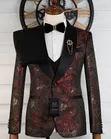 Luxury Red Gold Brocade Dinner Jacket 3-Piece Suit - 3