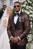 Luxury Red Gold Brocade Dinner Jacket 3-Piece Suit - 4