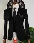 Romaster Men's Black Slim-Fit 3-Piece Suit - 2
