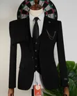 Romaster Men's Black Slim-Fit 3-Piece Suit - 3