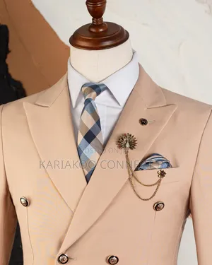 Mario Casas Premium Luxury Beige Double-Breasted Suit