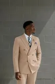 Mario Casas Premium Luxury Beige Double-Breasted Suit - 4