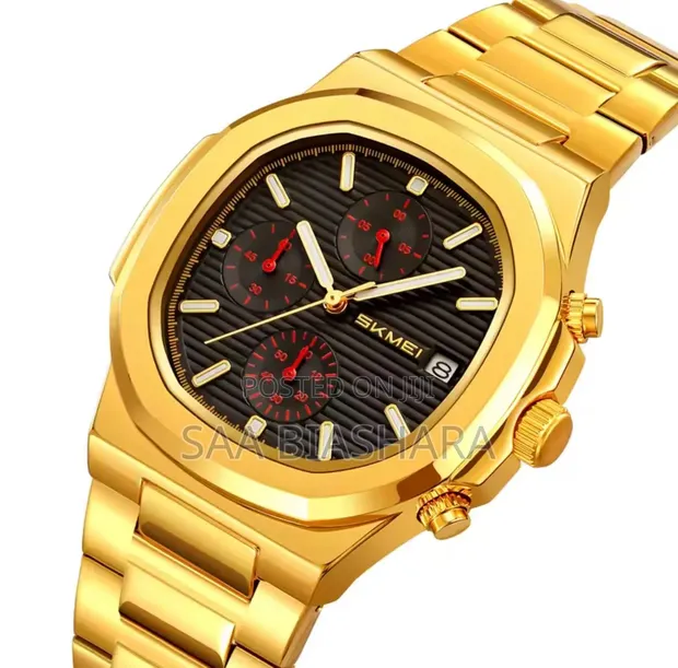 Skmei 9374 Quartz Watch - Gold and Black - 1