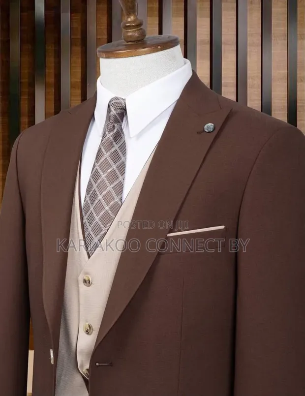 Executive Chocolate Brown 3-Piece Suit - 1