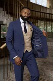 Executive Navy Blue Beige 3-Piece Suit - 4