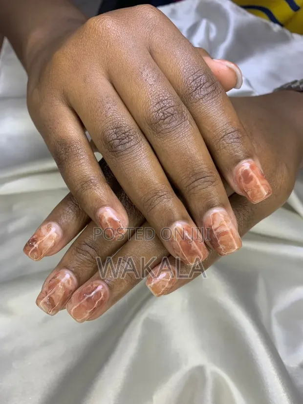 Hard Gel Nails - Brown Marble Tortoise Shell | Medium Square - 1