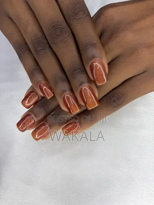 Hard Gel Nails - Copper Cat Eye | Squoval Shape
