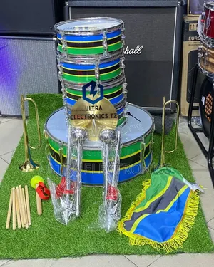 Full Set Brass Band Drums with Trumpets and Cymbals