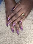 Hard Gel Stiletto Nails - Purple Cat Eye - 2