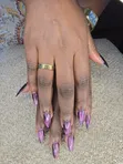 Hard Gel Stiletto Nails - Purple Cat Eye - 3