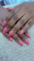 Hard Gel Nails - Hot Pink Glitter | Medium Almond - 1