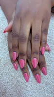 Hard Gel Nails - Hot Pink Glitter | Medium Almond - 2
