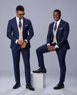 Men's Dark Blue Three-Piece Classic Suit - 4
