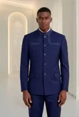 Classic Dark Blue Corduroy Suit - 2