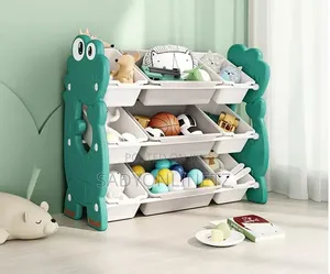 Children's Storage Shelf with 9 Plastic Bins
