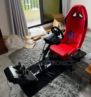 Racing Simulator with Seat, Steering Wheel, and Pedals