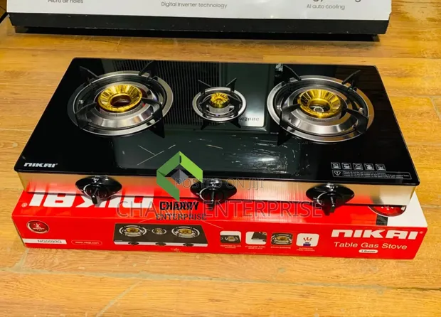 Nikai 3-Plate Gas Cooker with Glass Top - 1