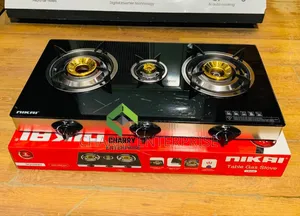 Nikai 3-Plate Gas Cooker with Glass Top