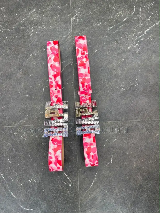 Bathing Ape Bape Belt with Rhinestone Bape Logo Buckle - 1