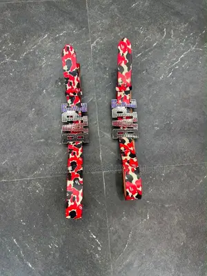Bathing Ape Bape Belt with Rhinestone Bape Logo Buckle