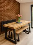 Modern Dining Table with Two Benches - 2