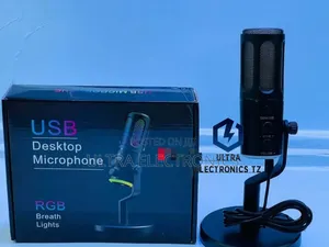 USB Desktop Microphone with RGB Light and Earphone Monitoring